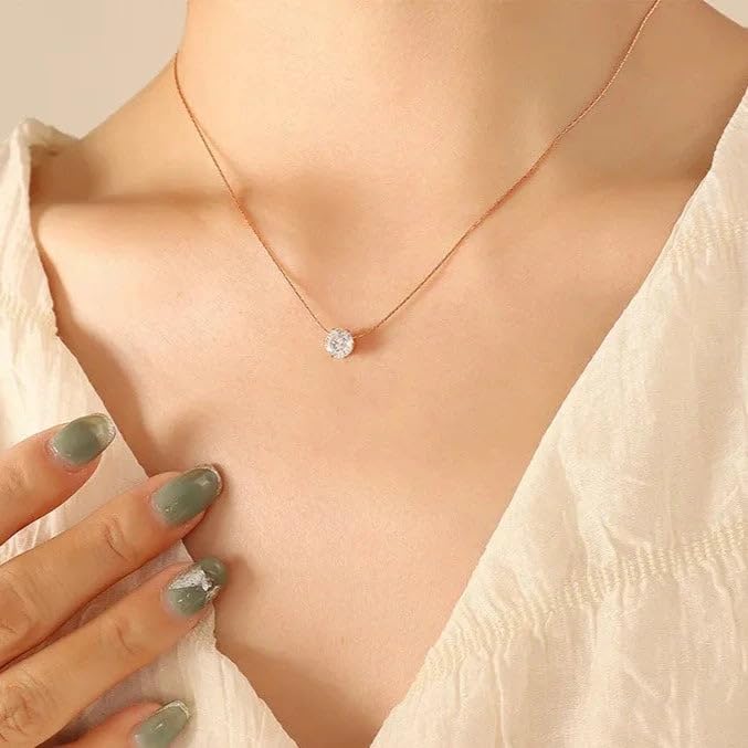 White Stone Necklace Set for Women Girls| Stylish Anti Tarnish Waterproof Stainless Steel Gold Jewellery| Chain Pendant for Love Birthday Wedding, Rakhi Gifts for Sister Wife & Mother