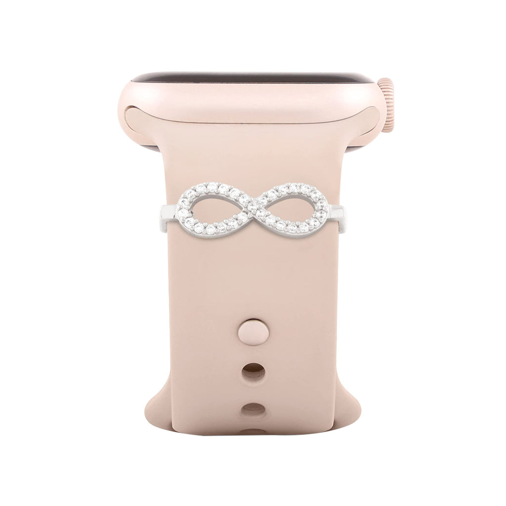 Sparkle Inifity Shape Pendant Decorative Ring Loops Jewellery Accessories Compatible with Smart Watch Silicone Band Strap - Skin Friendly Brass Alloy | Ideal Gift for Her/Women/Girls