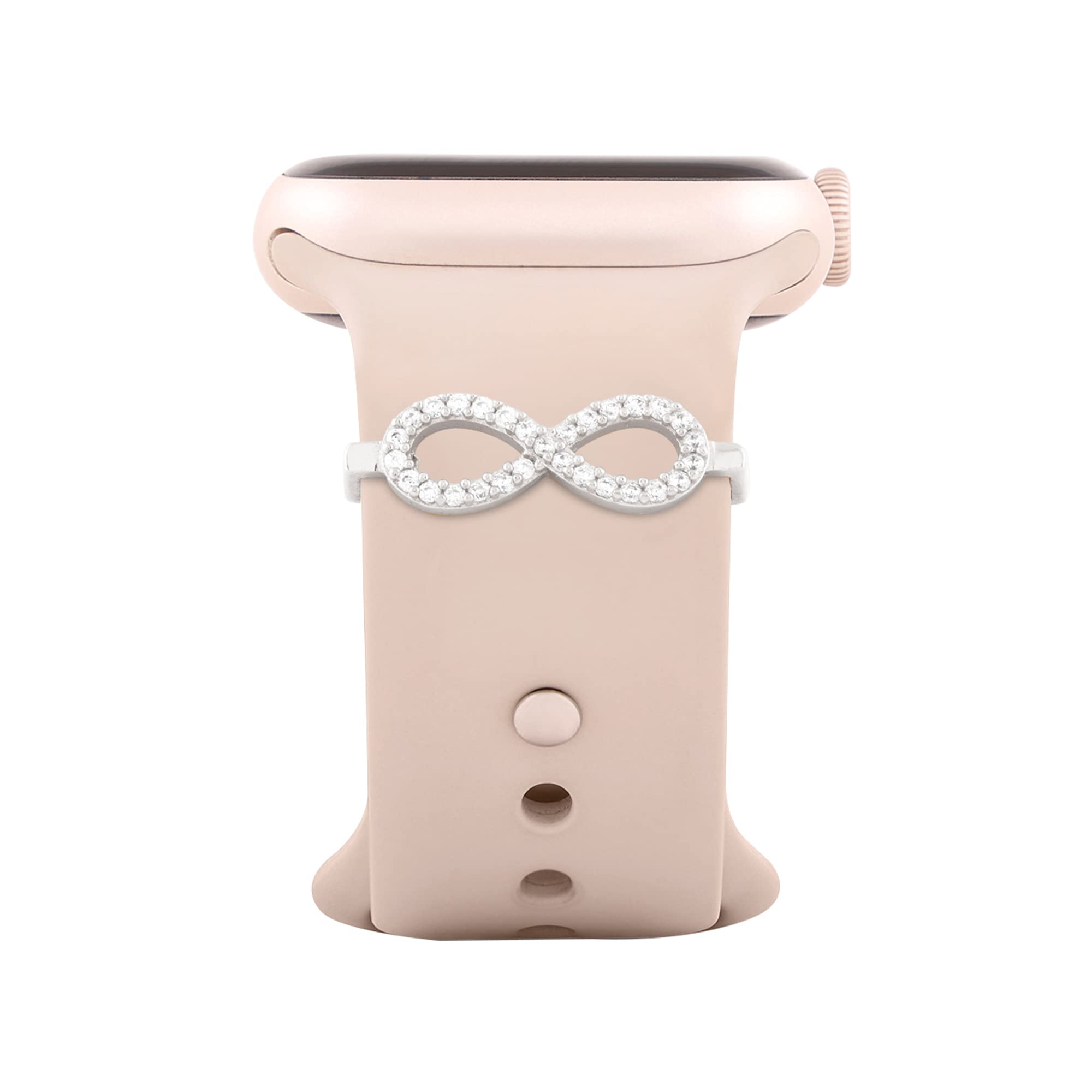 Sparkle Inifity Shape Pendant Decorative Ring Loops Jewellery Accessories Compatible with Smart Watch Silicone Band Strap - Skin Friendly Brass Alloy | Ideal Gift for Her/Women/Girls