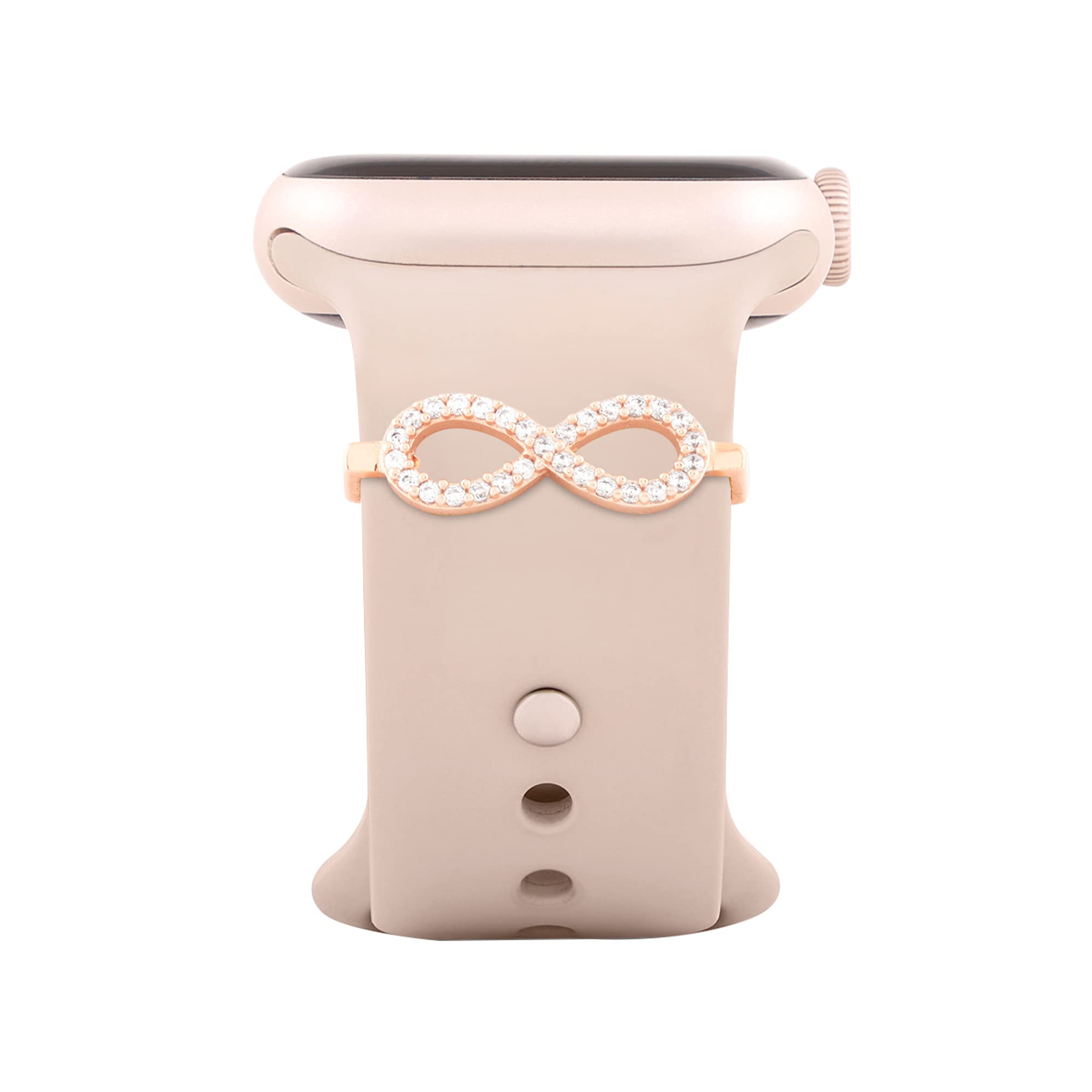 Sparkle Inifity Shape Pendant Decorative Ring Loops Jewellery Accessories Compatible with Smart Watch Silicone Band Strap - Skin Friendly Brass Alloy | Ideal Gift for Her/Women/Girls