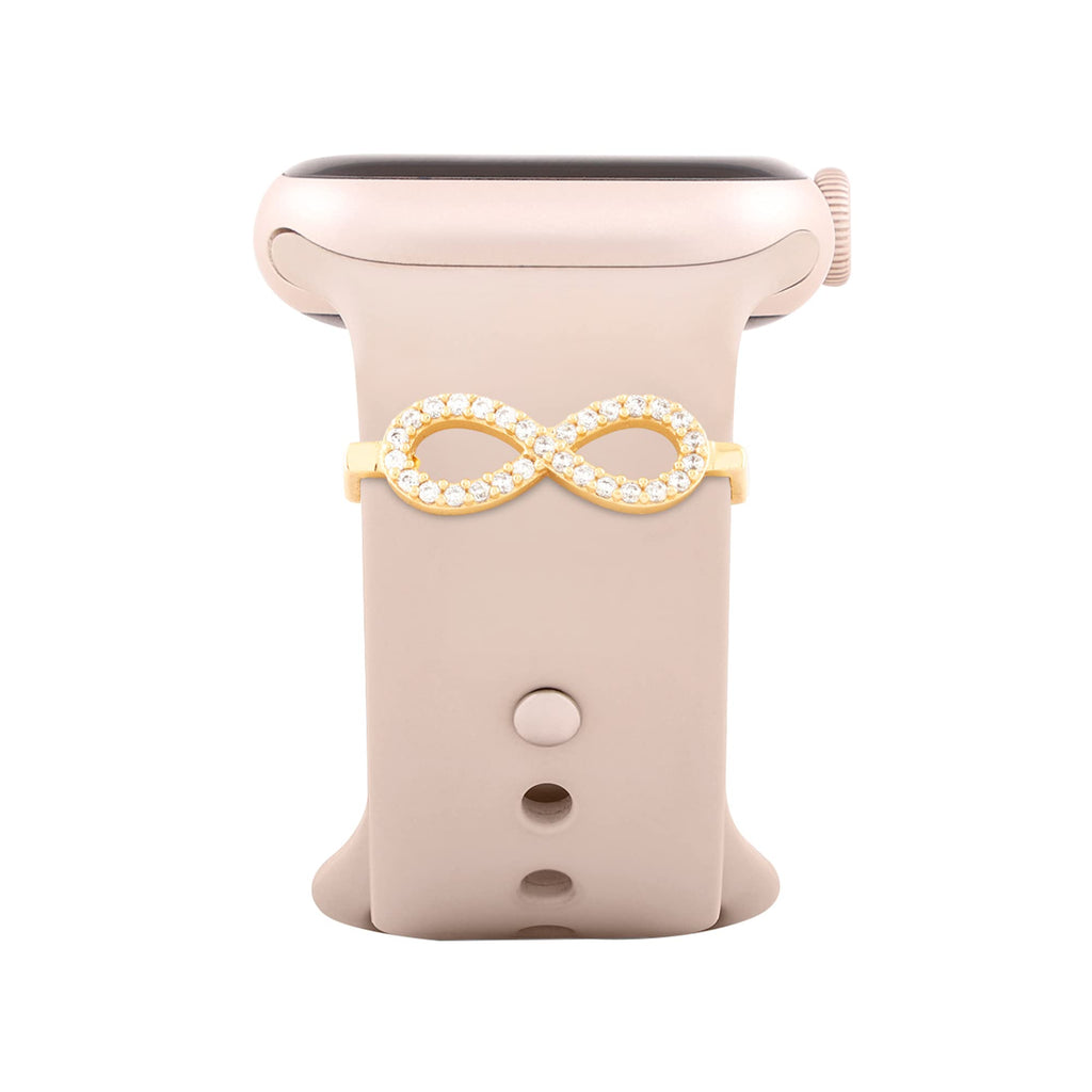 Sparkle Inifity Shape Pendant Decorative Ring Loops Jewellery Accessories Compatible with Smart Watch Silicone Band Strap - Skin Friendly Brass Alloy | Ideal Gift for Her/Women/Girls