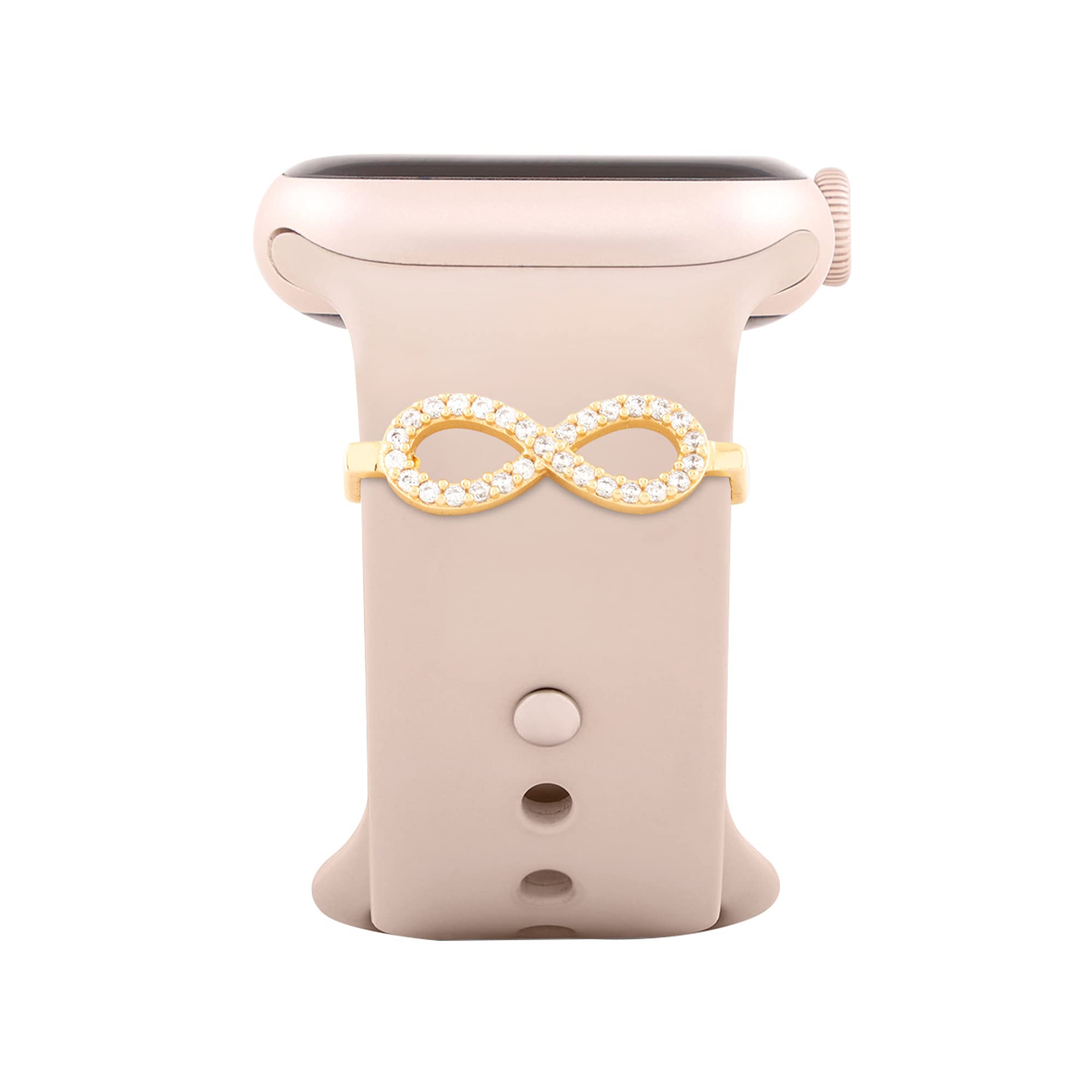 Sparkle Inifity Shape Pendant Decorative Ring Loops Jewellery Accessories Compatible with Smart Watch Silicone Band Strap - Skin Friendly Brass Alloy | Ideal Gift for Her/Women/Girls