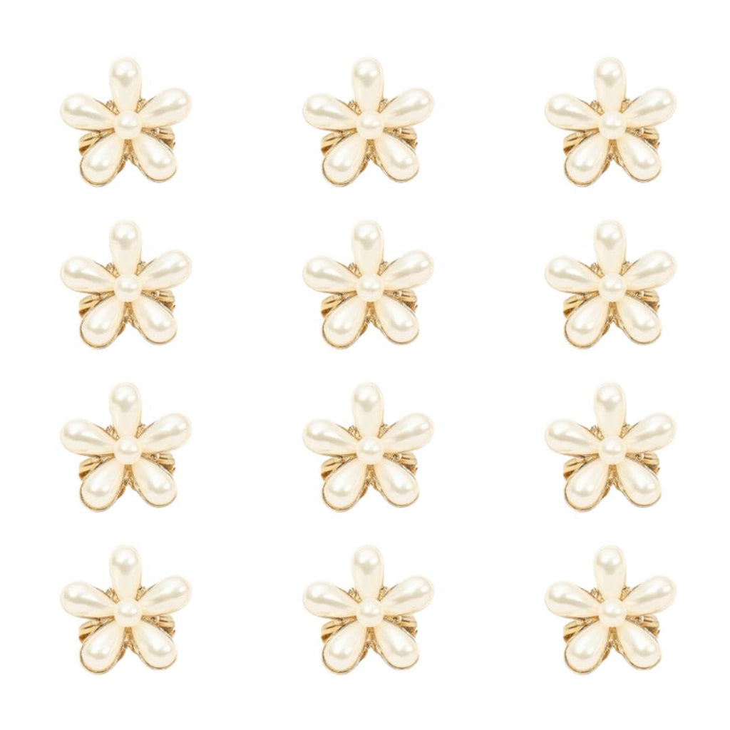 ANNACREATIONS 12 Pcs Korean Style Gold Metal Pearl Geometric Stone Lock Hair Pins Hair Clip Hair Accessories Jewellery for Women And Girls