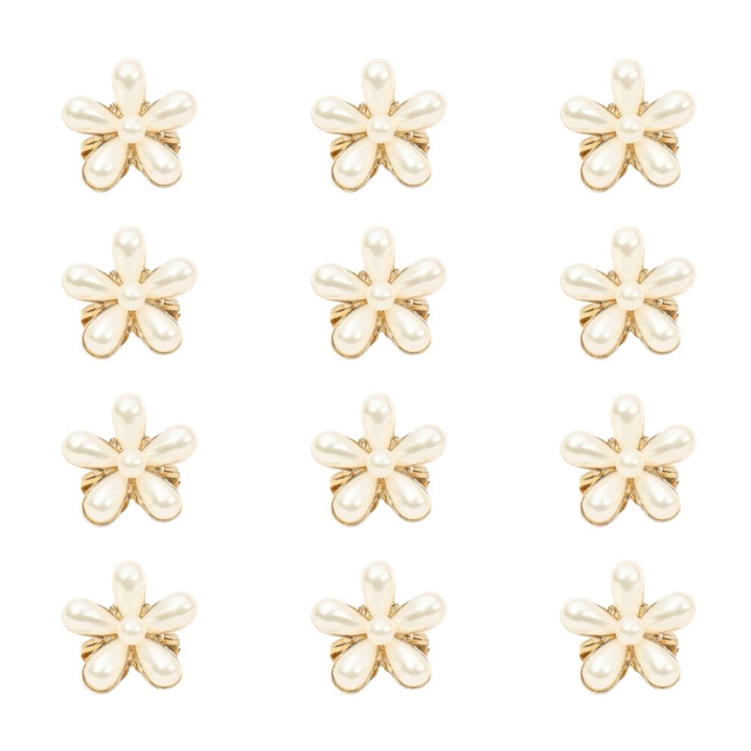 ANNACREATIONS 12 Pcs Korean Style Gold Metal Pearl Geometric Stone Lock Hair Pins Hair Clip Hair Accessories Jewellery for Women And Girls