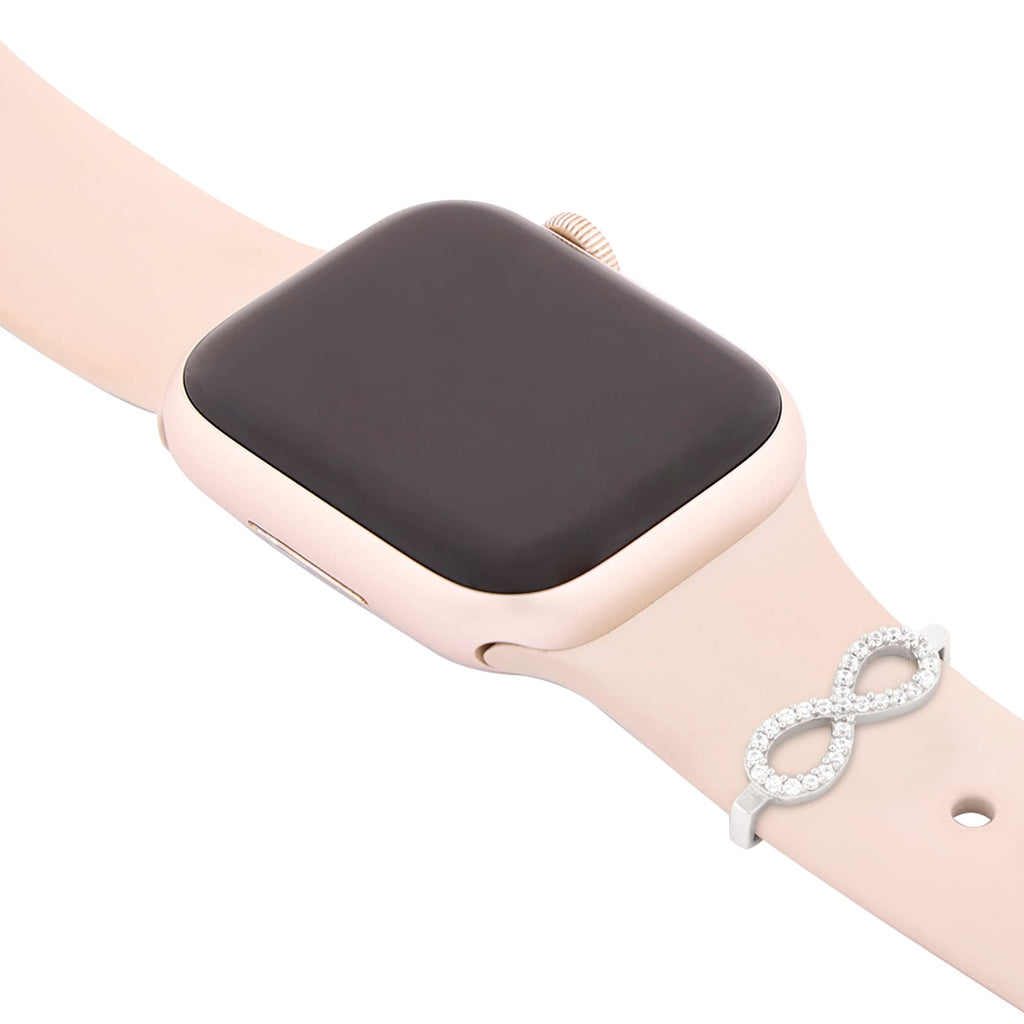 Sparkle Inifity Shape Pendant Decorative Ring Loops Jewellery Accessories Compatible with Smart Watch Silicone Band Strap - Skin Friendly Brass Alloy | Ideal Gift for Her/Women/Girls