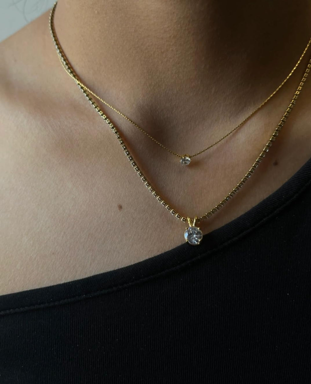 White Stone Necklace Set for Women Girls| Stylish Anti Tarnish Waterproof Stainless Steel Gold Jewellery| Chain Pendant for Love Birthday Wedding, Rakhi Gifts for Sister Wife & Mother