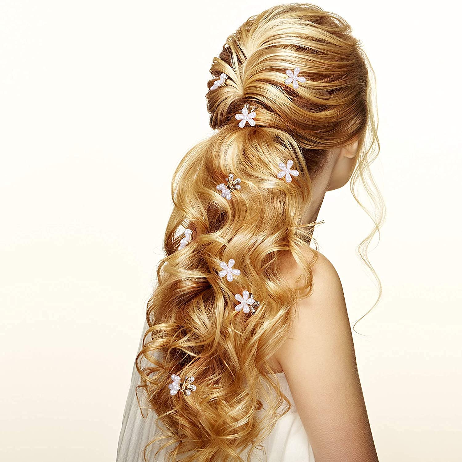 ANNACREATIONS 12 Pcs Korean Style Gold Metal Pearl Geometric Stone Lock Hair Pins Hair Clip Hair Accessories Jewellery for Women And Girls