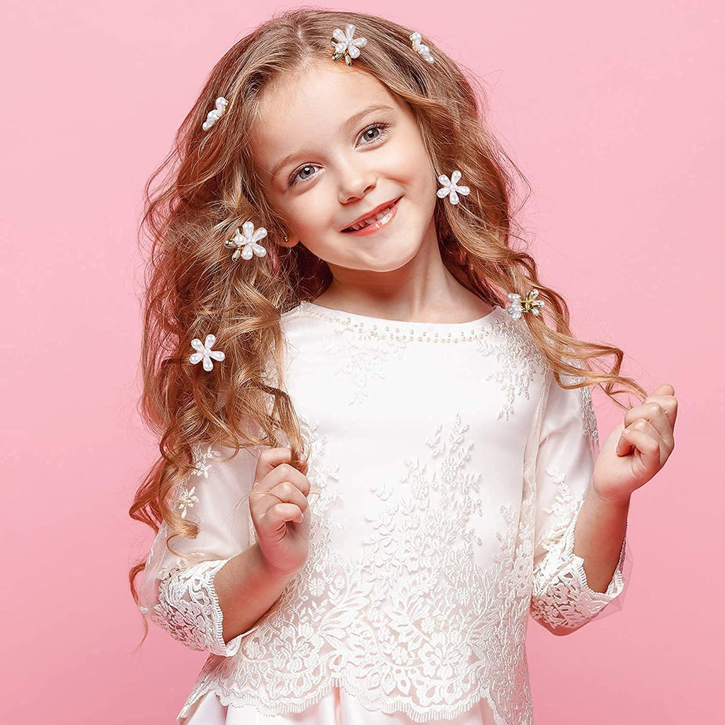 ANNACREATIONS 12 Pcs Korean Style Gold Metal Pearl Geometric Stone Lock Hair Pins Hair Clip Hair Accessories Jewellery for Women And Girls