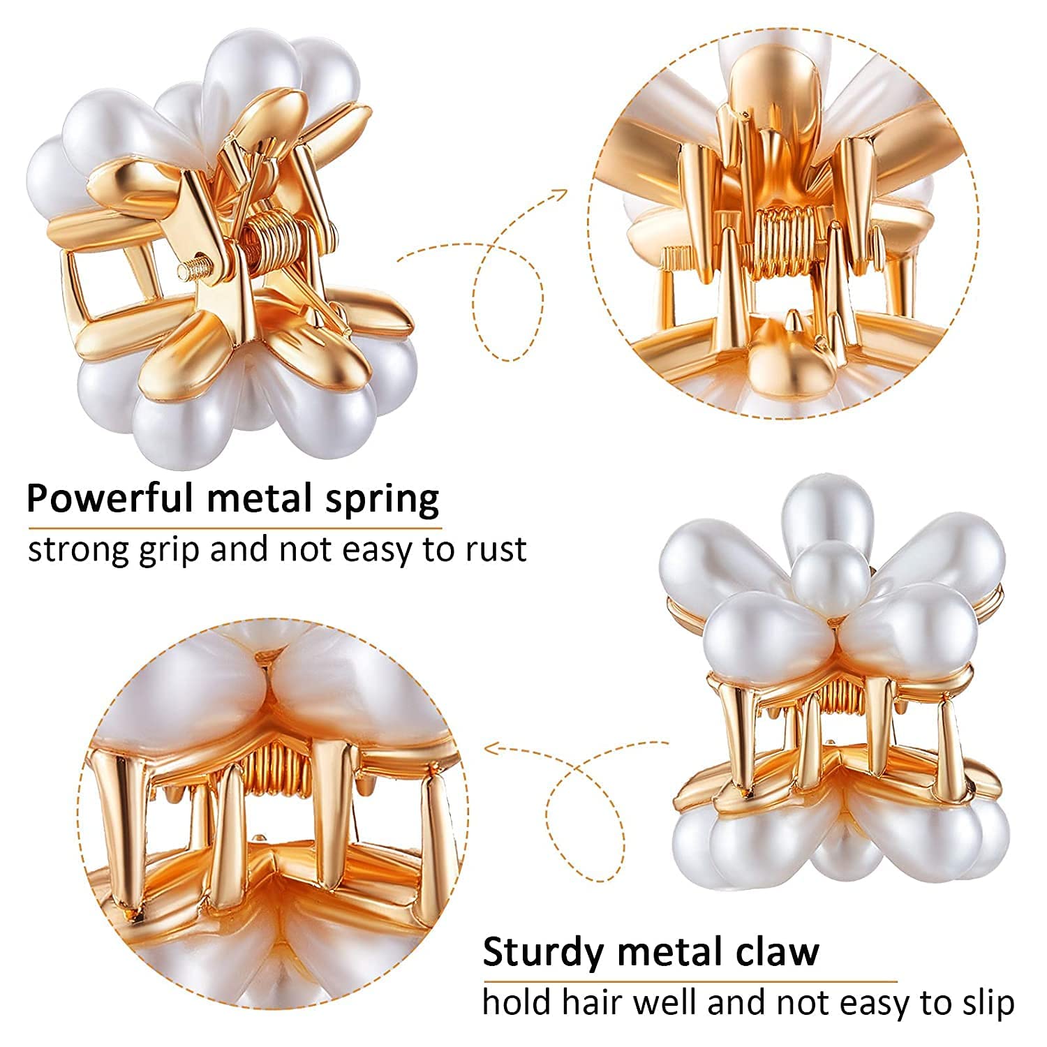 ANNACREATIONS 12 Pcs Korean Style Gold Metal Pearl Geometric Stone Lock Hair Pins Hair Clip Hair Accessories Jewellery for Women And Girls