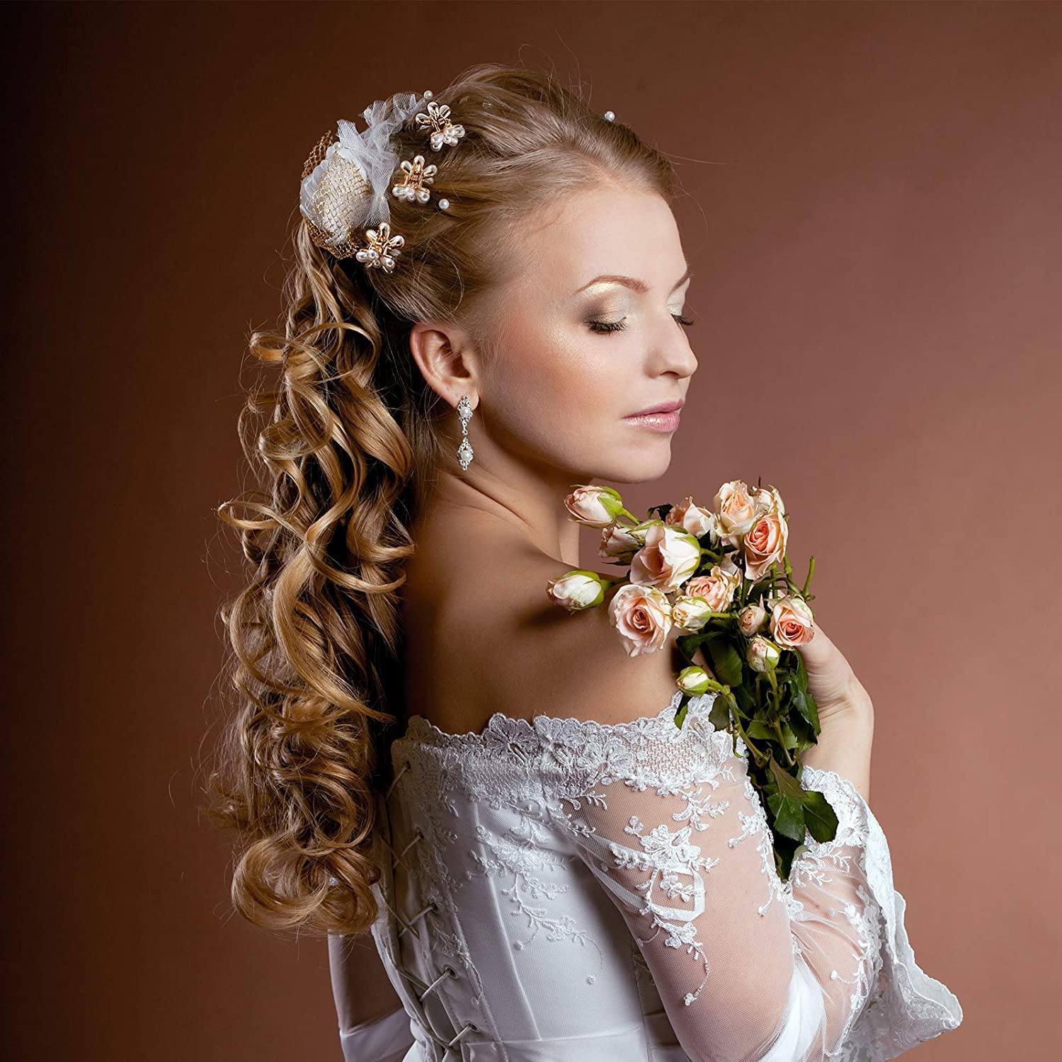 ANNACREATIONS 12 Pcs Korean Style Gold Metal Pearl Geometric Stone Lock Hair Pins Hair Clip Hair Accessories Jewellery for Women And Girls