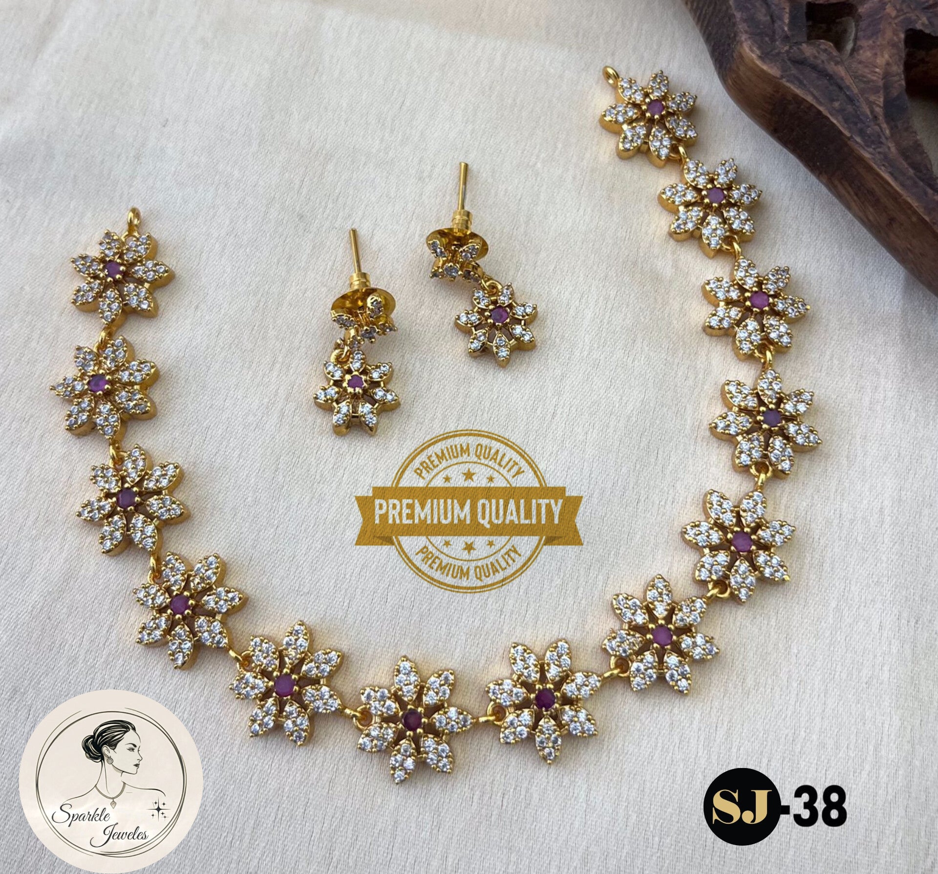 Premium Ad Stones Short Necklace set