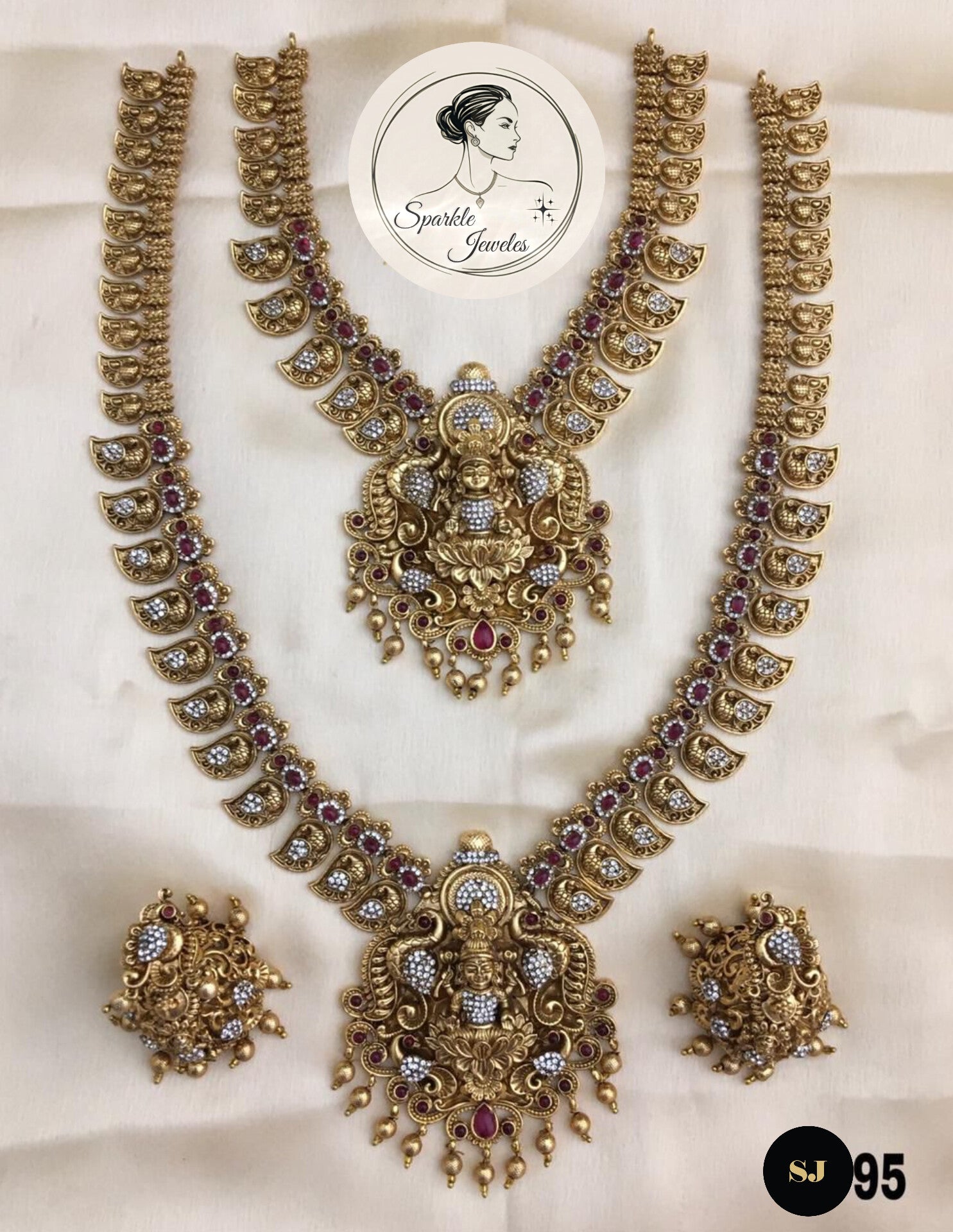 Kemp Stone South Indian Bridal Set with Earrings