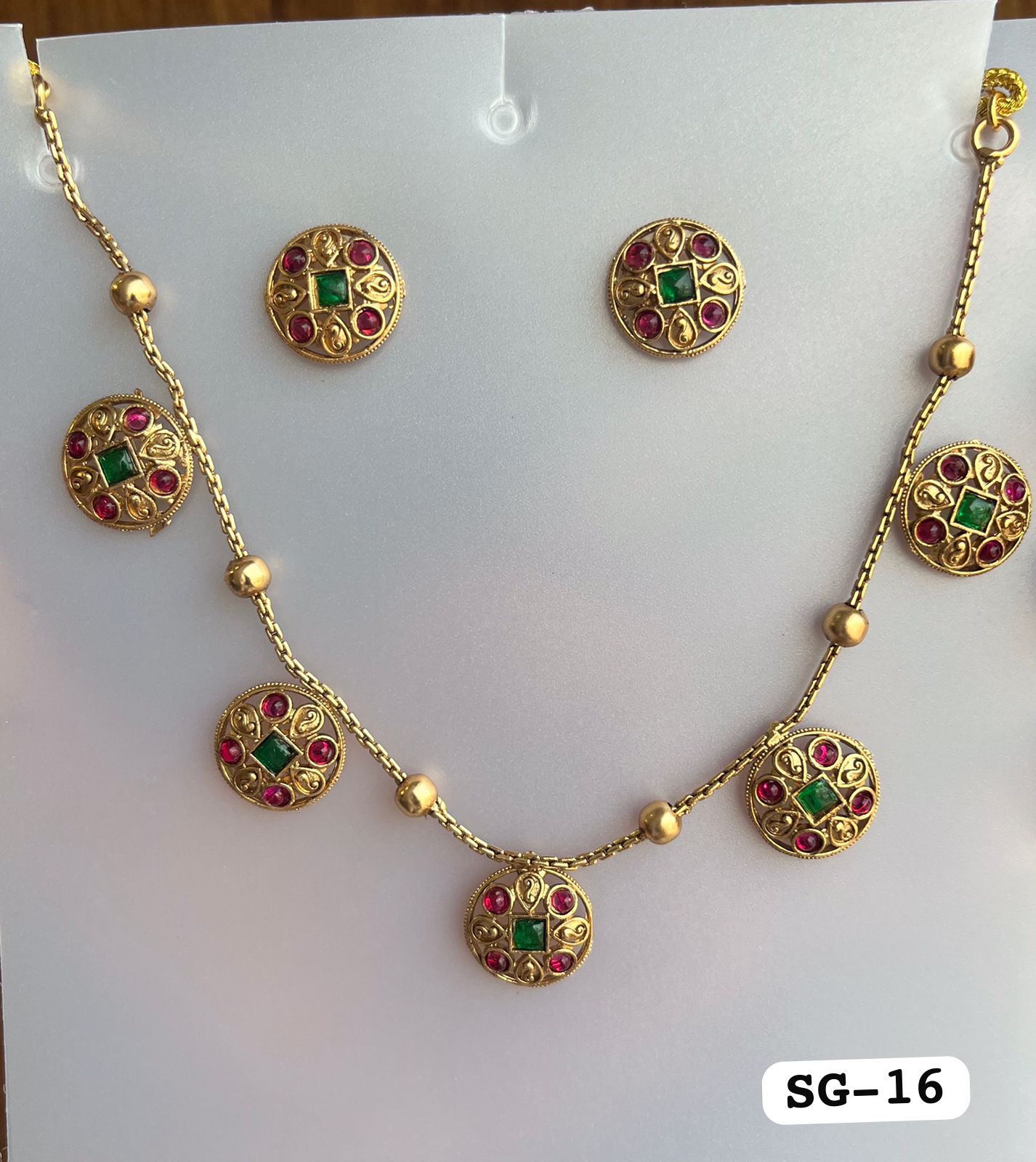 Multi-Stone Festive Wear Necklace and Earring Set for Women