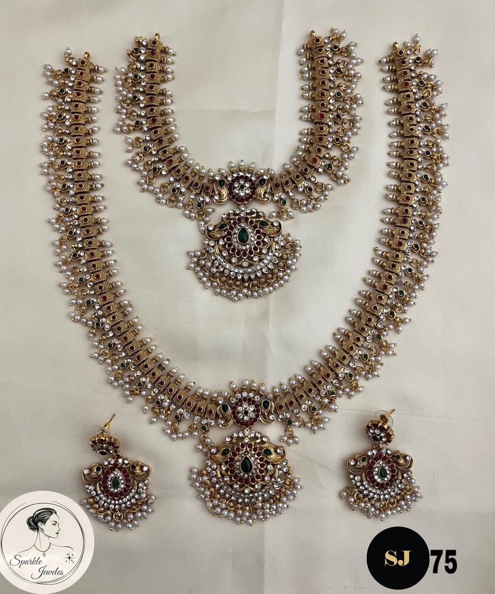 💎 Sparkle Jeweles – Grand Temple Jewellery Set (SJ75)