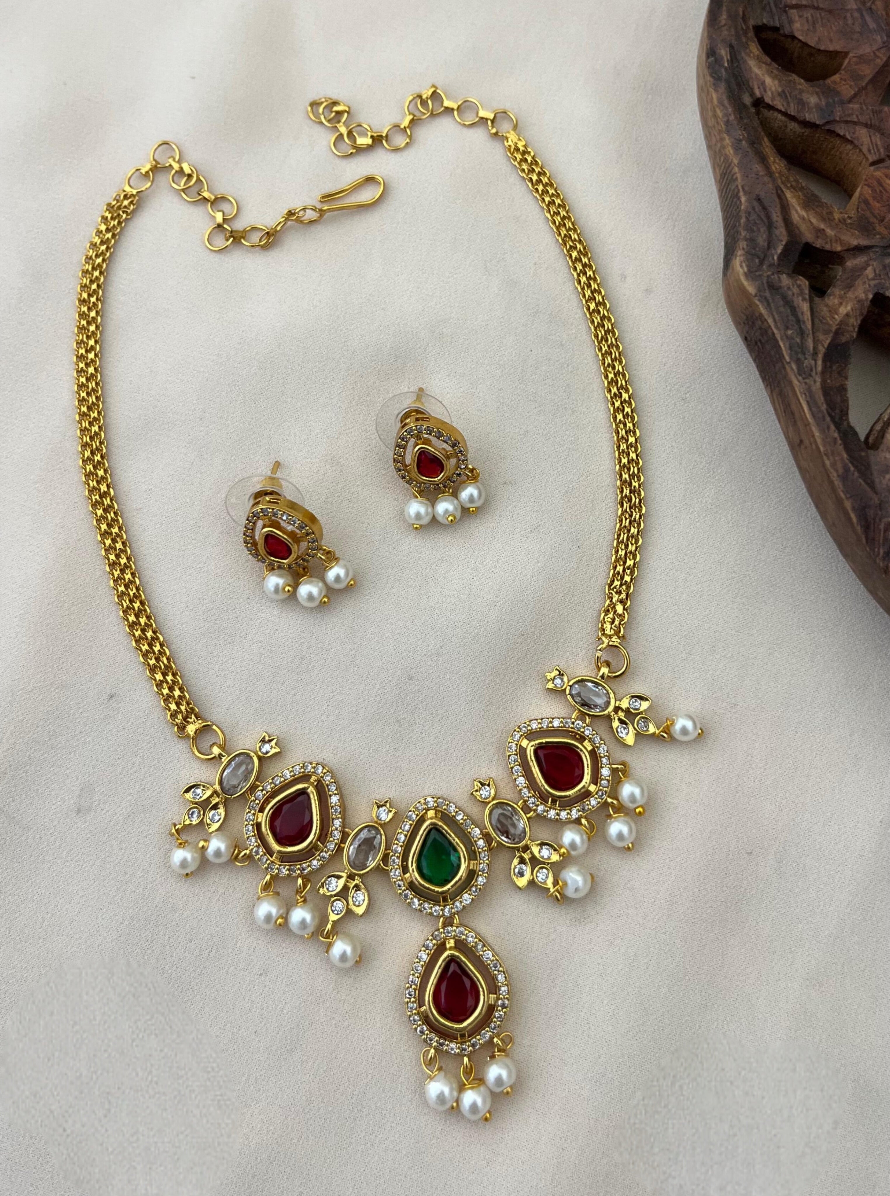 Rajsi  Dewdrop Necklace Set