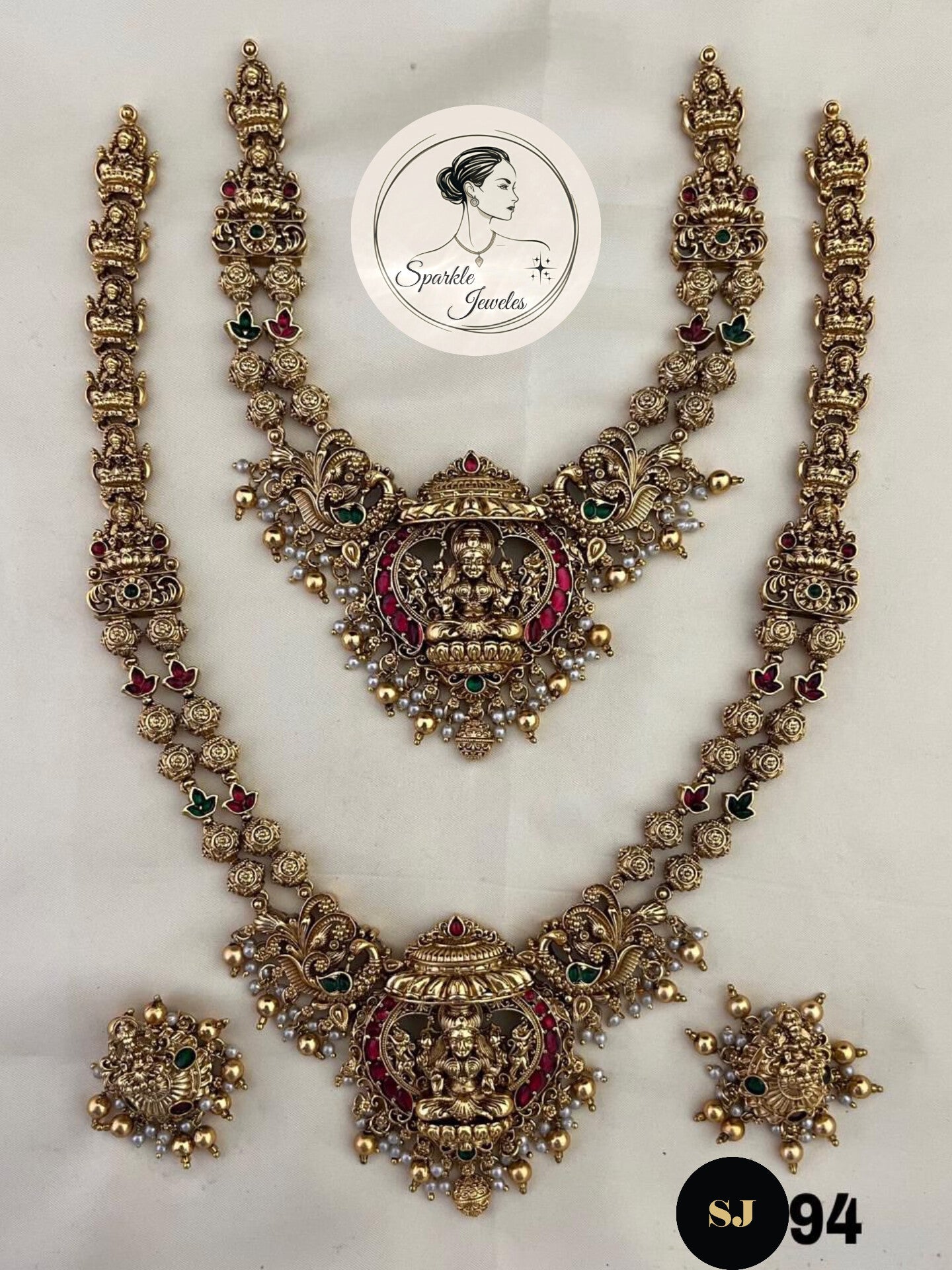 💎 Sparkle Jeweles – Temple Jewellery Set (SJ94)